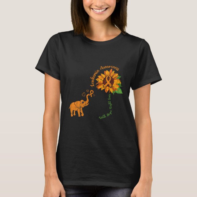Faith Hope Fight Love Leukemia Awareness Ribbon Gr T-Shirt (Front)