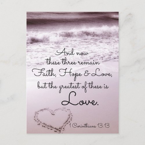 Faith Hope Love 1 Corinthians 1313 Ocean Beach Postcard