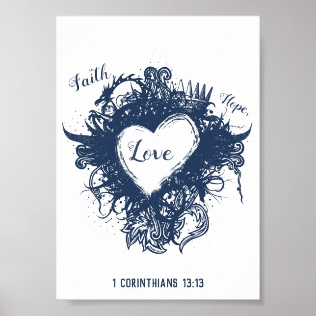 Faith Hope Love 1 Corinthians 13:13 Wall Art  (Front)