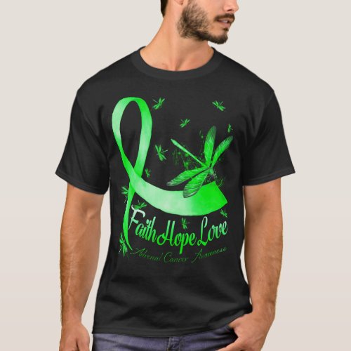 Faith Hope Love Adrenal Cancer Awareness Dragonfly T_Shirt