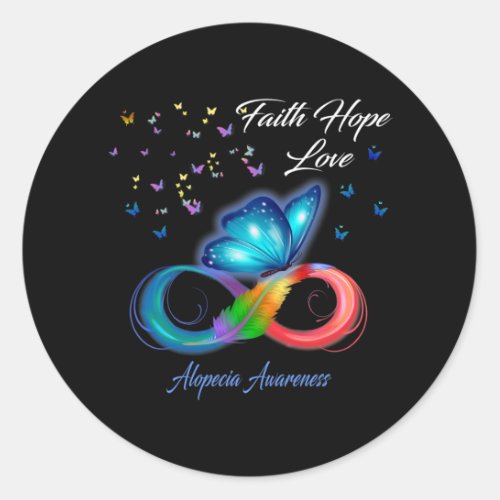 Faith Hope Love Alopecia Awareness 1  Classic Round Sticker