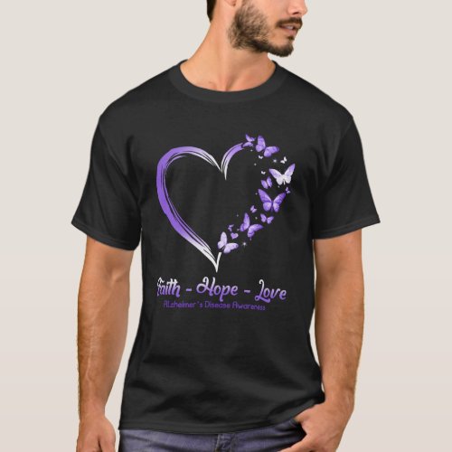 Faith Hope Love Alzheimer s Disease Heart Butterfl T_Shirt