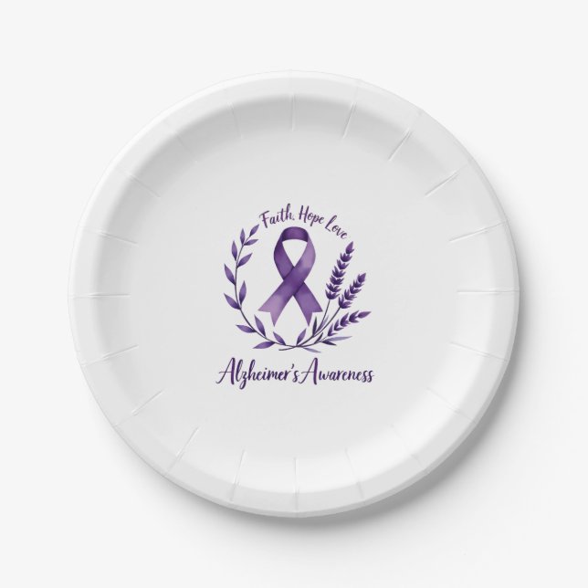 Faith Hope Love Alzheimer's Awareness Dragonfly (1 Paper Plates (Front)