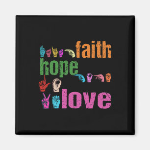 Faith Hope Love American Sign Language Christian E Magnet