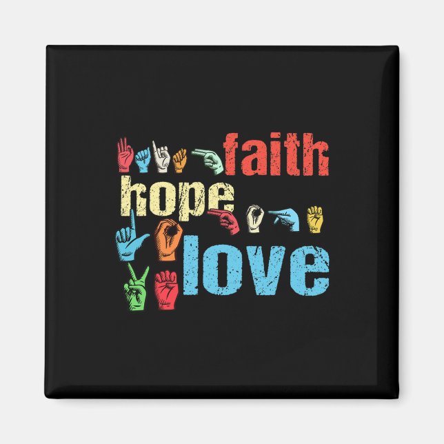 Faith Hope Love American Sign Language Christian E Magnet (Front)