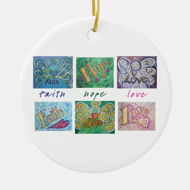Faith Hope Love Angel Art Collage Ornament Pendant (Front)