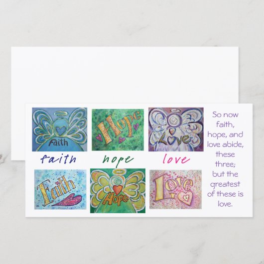 Faith Hope Love Angel Word Art Collage Photo Card (Front/Back)