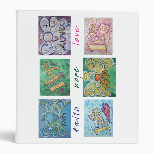 Faith Hope Love Angel Word Collage Binder Notebook (Front)