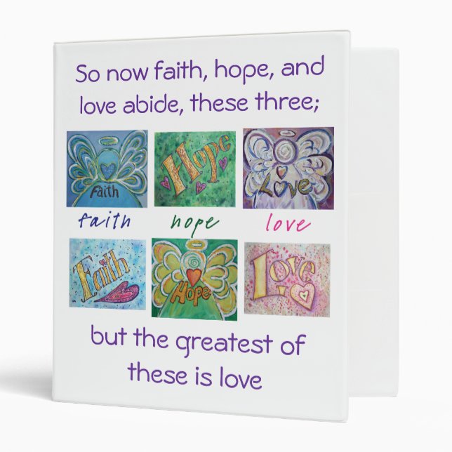 Faith Hope Love Angel Word Collage Binder Notebook (Front/Inside)