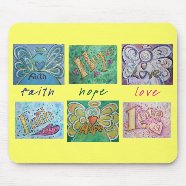 Faith Hope Love Angel Word Collage Mousepad (Front)