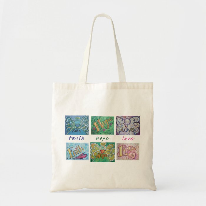 Faith Hope Love Angel Word Collage Tote Bag