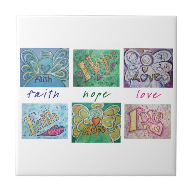 Faith Hope Love Angel Word Tile Gift (Front)
