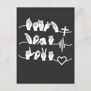 Faith Hope Love ASL American Sign Language Postcard