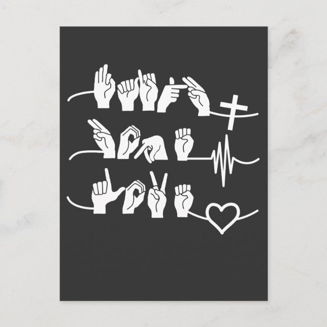 Faith Hope Love ASL American Sign Language Postcard (Front)