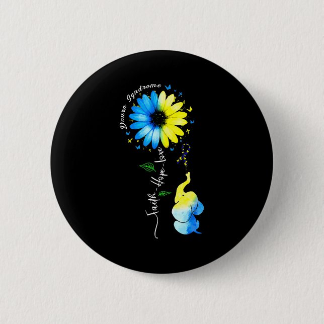 Faith Hope Love Awareness Down's Syndrome The Blue Button (Front)