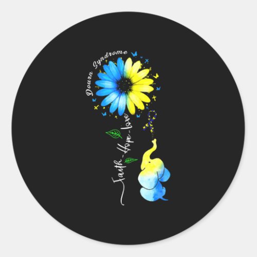 Faith Hope Love Awareness Downs Syndrome The Blue Classic Round Sticker