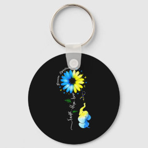 Faith Hope Love Awareness Down's Syndrome The Blue Keychain