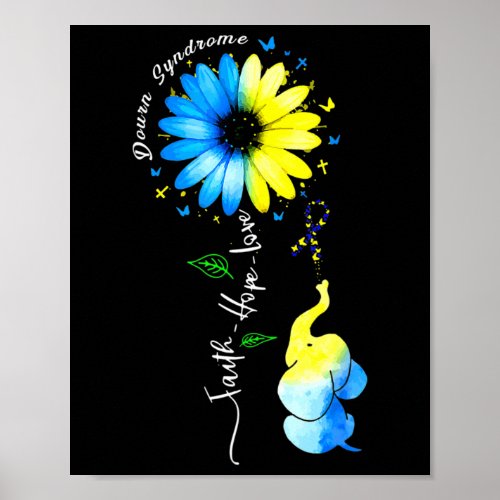 Faith Hope Love Awareness Downs Syndrome The Blue Poster