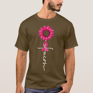 Faith Hope Love Awareness Sunflower Pink Ribbon Wo T-Shirt