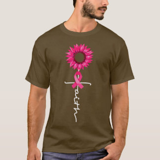 Faith Hope Love Awareness Sunflower Pink Ribbon Wo T-Shirt