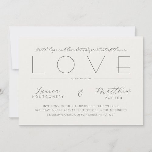 Faith Hope Love Bible Verse Christian Wedding Invitation