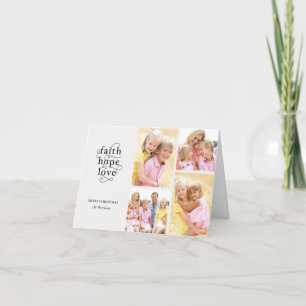 Faith Hope Love Black & Gray Photo Christmas Card