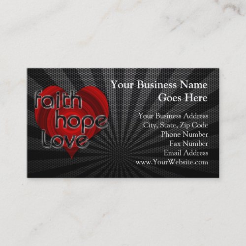 Faith Hope Love Black/Red Heart Business Cards