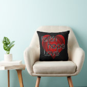 Faith Hope Love Black/Red Heart Throw Pillow (Chair)