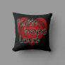 Faith Hope Love Black/Red Heart Throw Pillow
