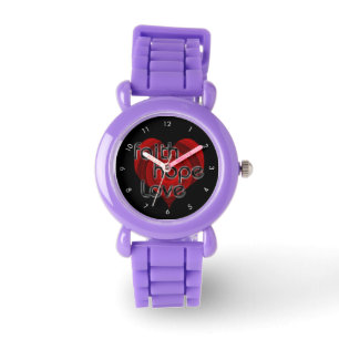 Faith Hope Love, Black/Red Heart Watch