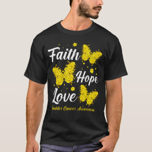 Faith Hope Love Bladder Cancer Awareness Butterfly T-Shirt