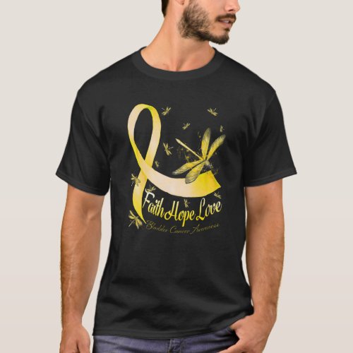 Faith Hope Love Bladder Cancer Awareness Dragonfly T_Shirt