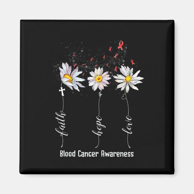 Faith Hope Love Blood Cancer Awareness  Flower Gif Magnet (Front)