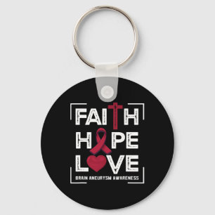 Faith Hope Love Brain Aneurysm Awareness 1 Keychain