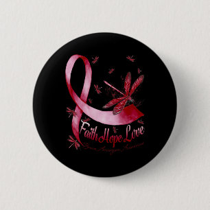 Faith Hope Love Brain Aneurysm Awareness Dragonfly Button
