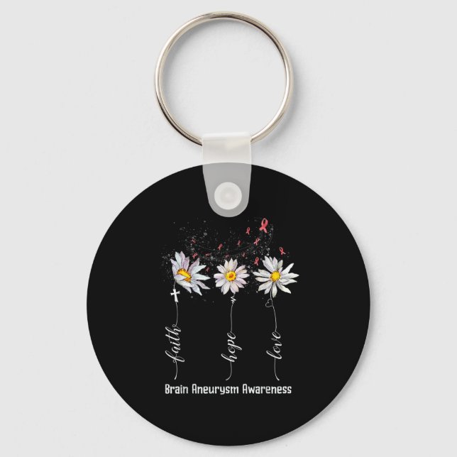 Faith Hope Love Brain Aneurysm Awareness Shirt Flo Keychain (Front)