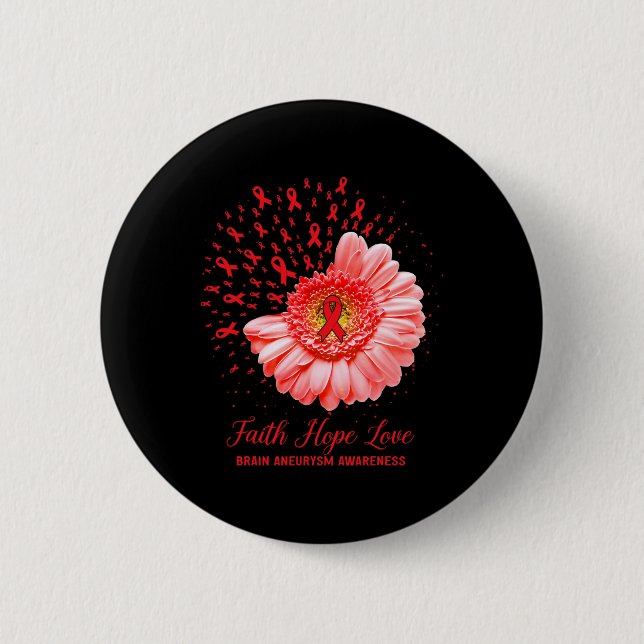 Faith Hope Love Brain Aneurysm Awareness Survivor  Button (Front)
