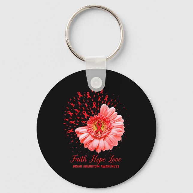 Faith Hope Love Brain Aneurysm Awareness Survivor  Keychain (Front)