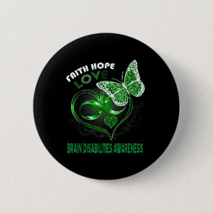 Faith Hope Love Brain Disabilities Awareness Heart Button