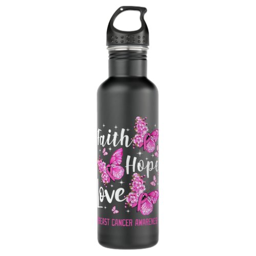 faith hope love breast cancer awareness butterfly  stainless steel water bottle