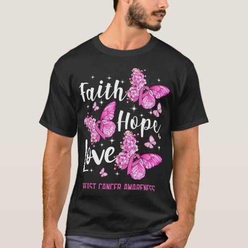 faith hope love breast cancer awareness butterfly  T_Shirt