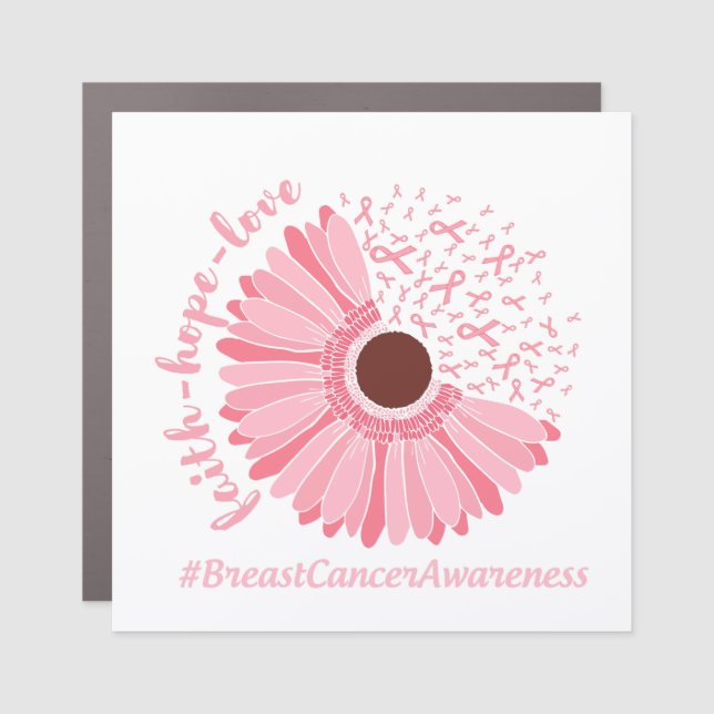 Faith, Hope, Love - Breast Cancer Awareness Car Magnet (Front)
