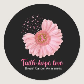 Faith Hope Love Breast Cancer Awareness Classic Round Sticker