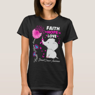 Faith Hope Love Breast Cancer Awareness elephant T-Shirt