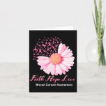 Faith Hope Love Breast Cancer Awareness Flower Pin Card