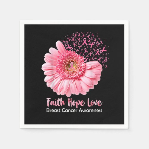 Faith Hope Love Breast Cancer Awareness Flower Pin Napkins