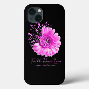 Faith hope love breast cancer awareness flower rib iPhone 13 case