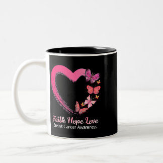 Faith Hope Love Breast Cancer Awareness Heart Butt Two-Tone Coffee Mug
