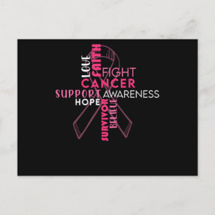 Faith Hope Love Breast Cancer Awareness Invitation Postcard