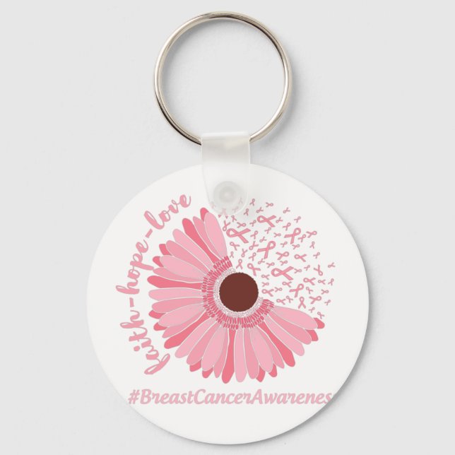 Faith, Hope, Love - Breast Cancer Awareness Keychain (Front)